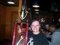 Christina with the Golden Wrench trophy.